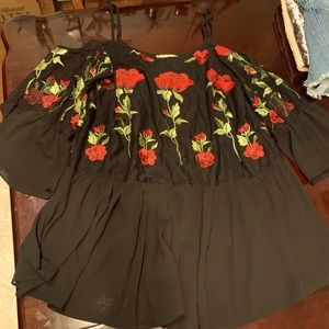 GIANNI BINI BLACK DRESS WITH ROSES